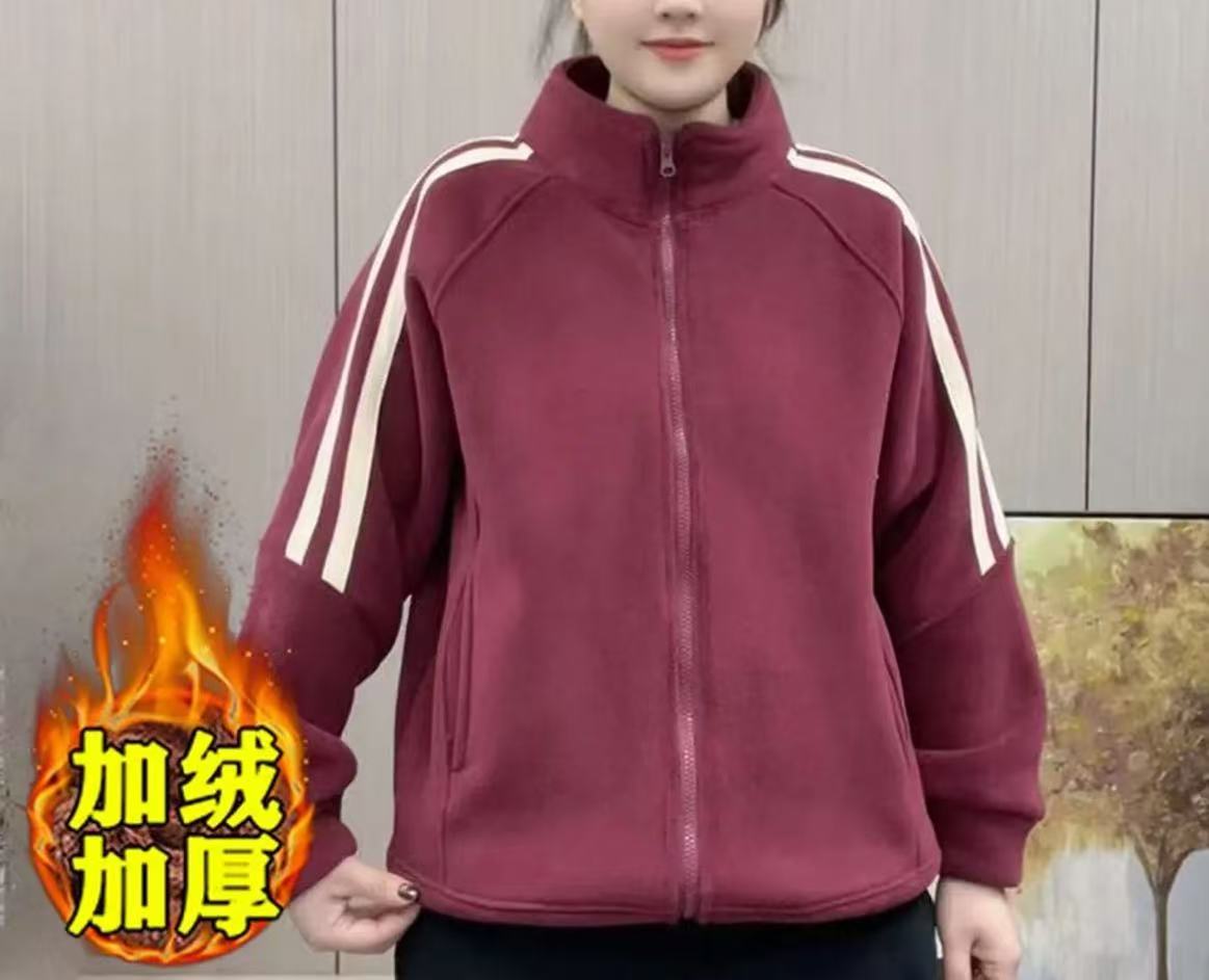 冬季加绒加厚保暖长袖立领短外套宽松百搭双面绒韩版