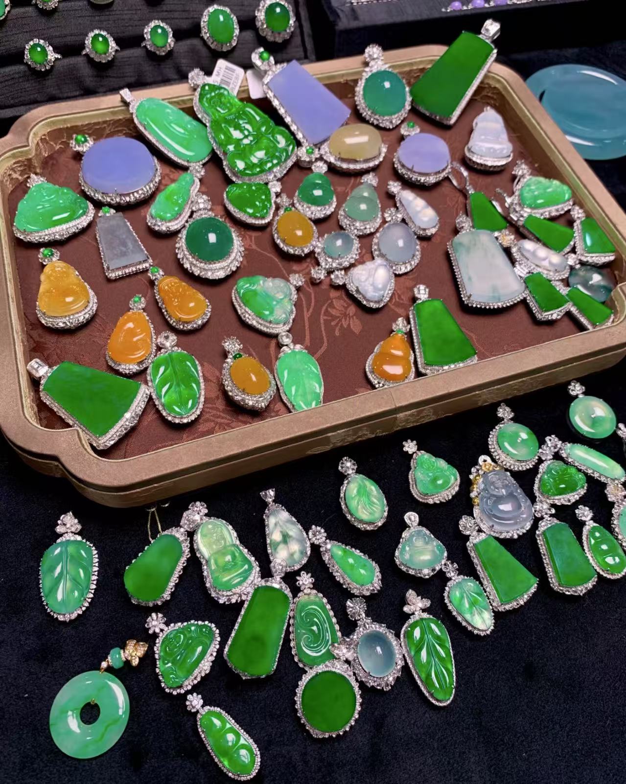 缅料工厂翡翠各种吊坠观音佛公福豆M