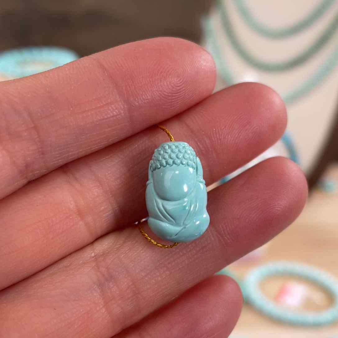 绿松石未镶嵌套链9*16果冻料不听佛