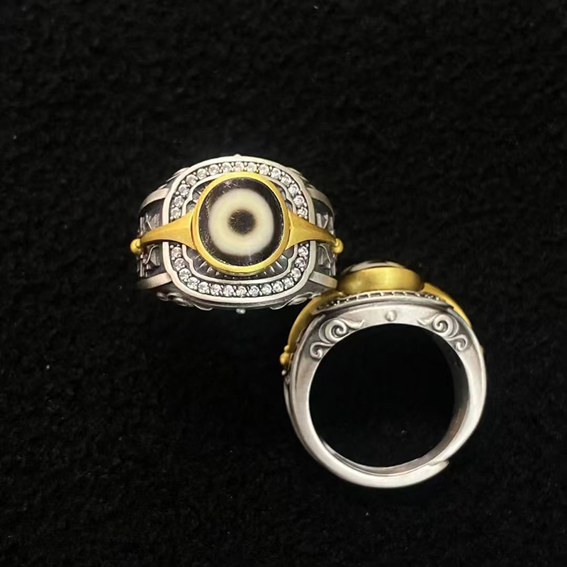 925银戒指 【藏玺·物与悟/缘】重工银饰镶嵌坛城戒指 西藏直发