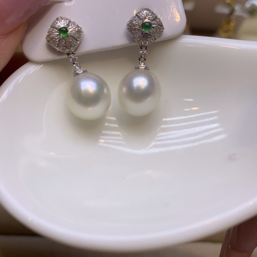 银S925镶嵌耳饰海水珍珠