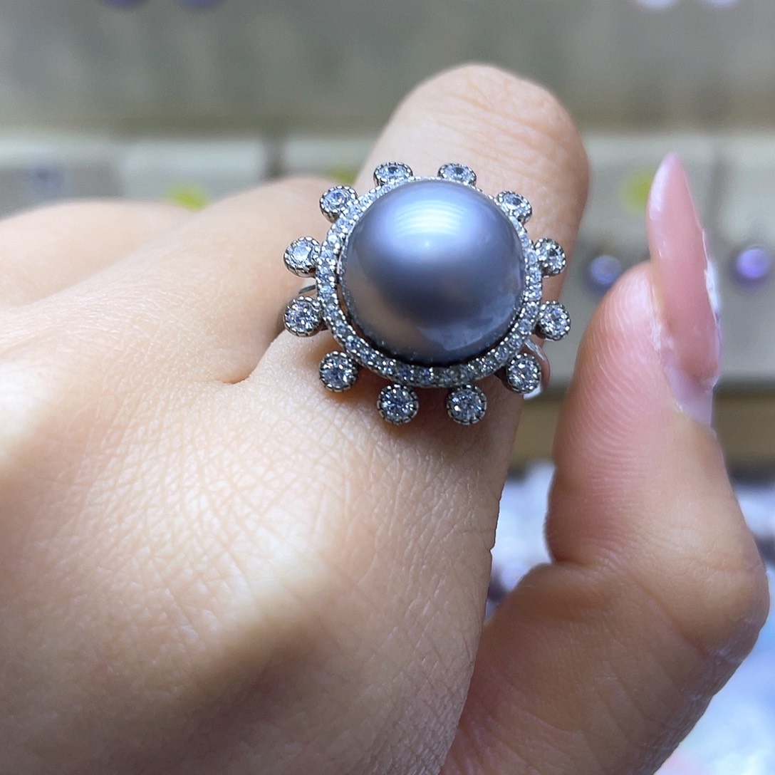 海水珍珠戒指银S925镶嵌