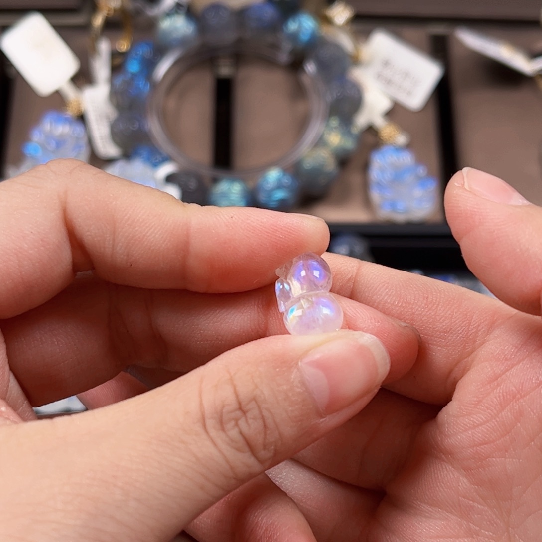 长石颈饰银S925镀金镶嵌A***a顾客要求银扣镀金