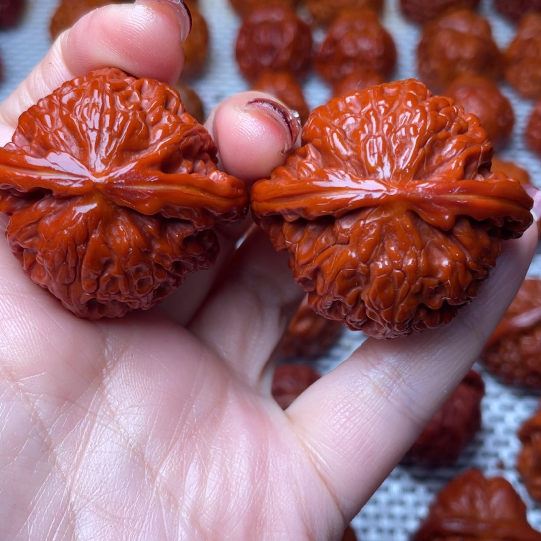 桃核吊坠文玩核桃 手把件 白狮子 44