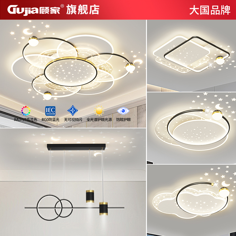 顾家®照明高端大气轻奢客厅主灯现代简约创意花型吸顶灯全屋套餐
