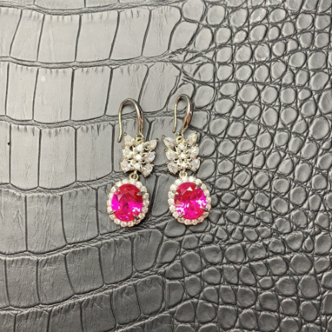 培育红宝石轻奢满镶玫红色耳环40