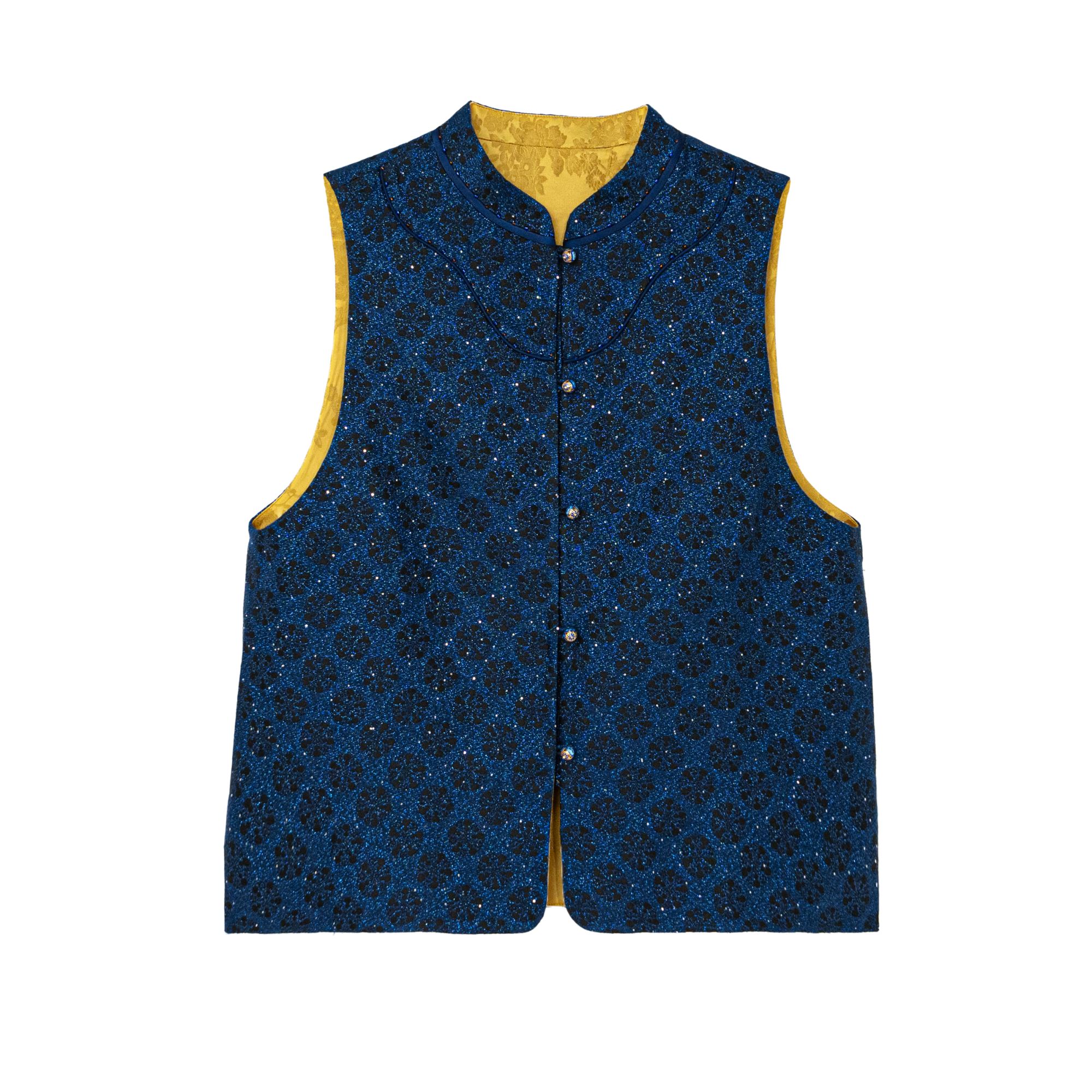 【玉堂香】上久楷新中式桑蚕丝复古时尚百搭气质马甲女装G518086