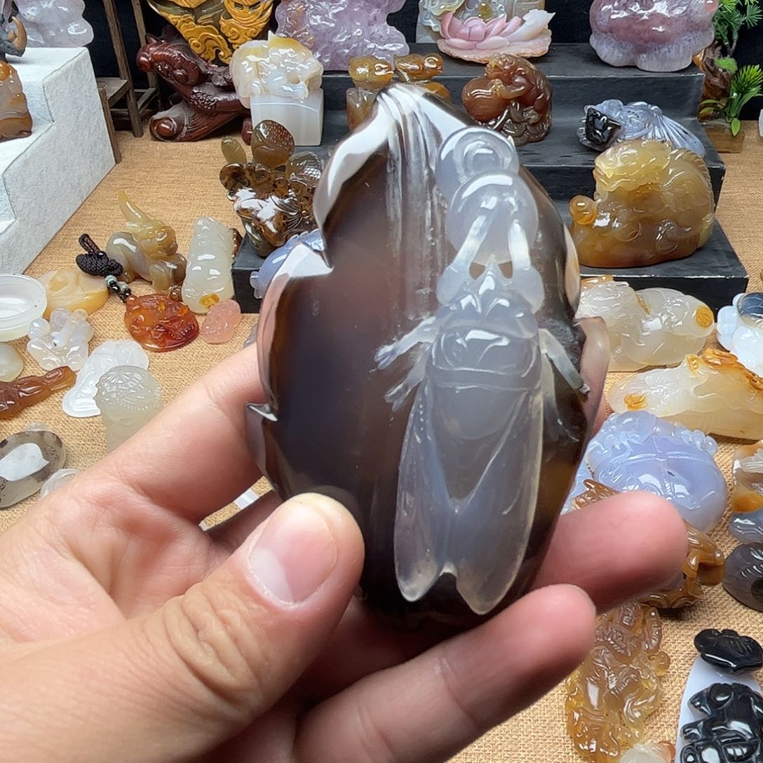 玛瑙/玉髓玛瑙未镶嵌鹤*鳌