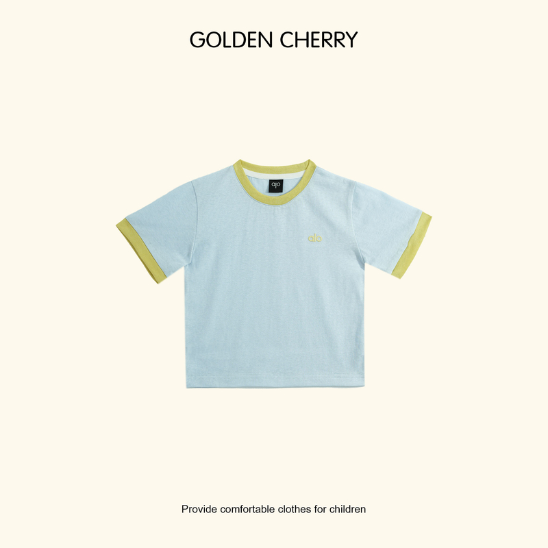 y【Golden cherry】小童拼色领口alo百搭T恤QDD285
