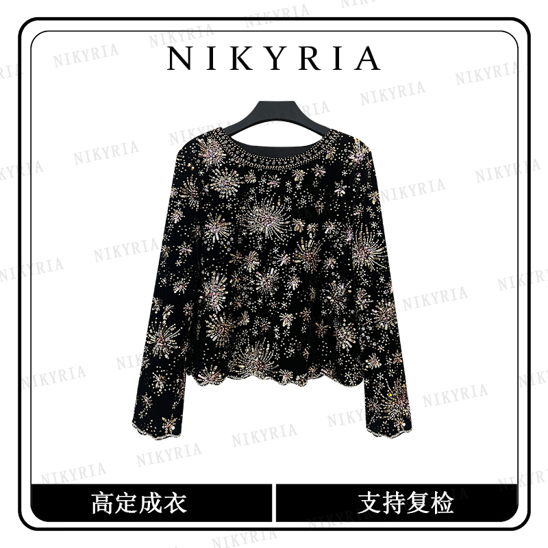 【烟花辞】轻奢亮片上衣丝绒短外套气质高级感长袖女装