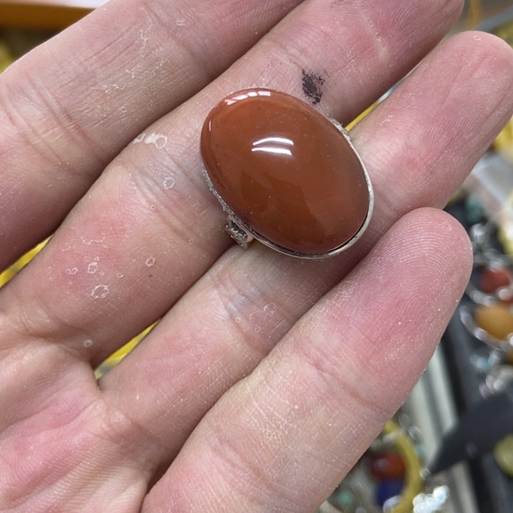 南红玛瑙戒指银S925镶嵌戒指