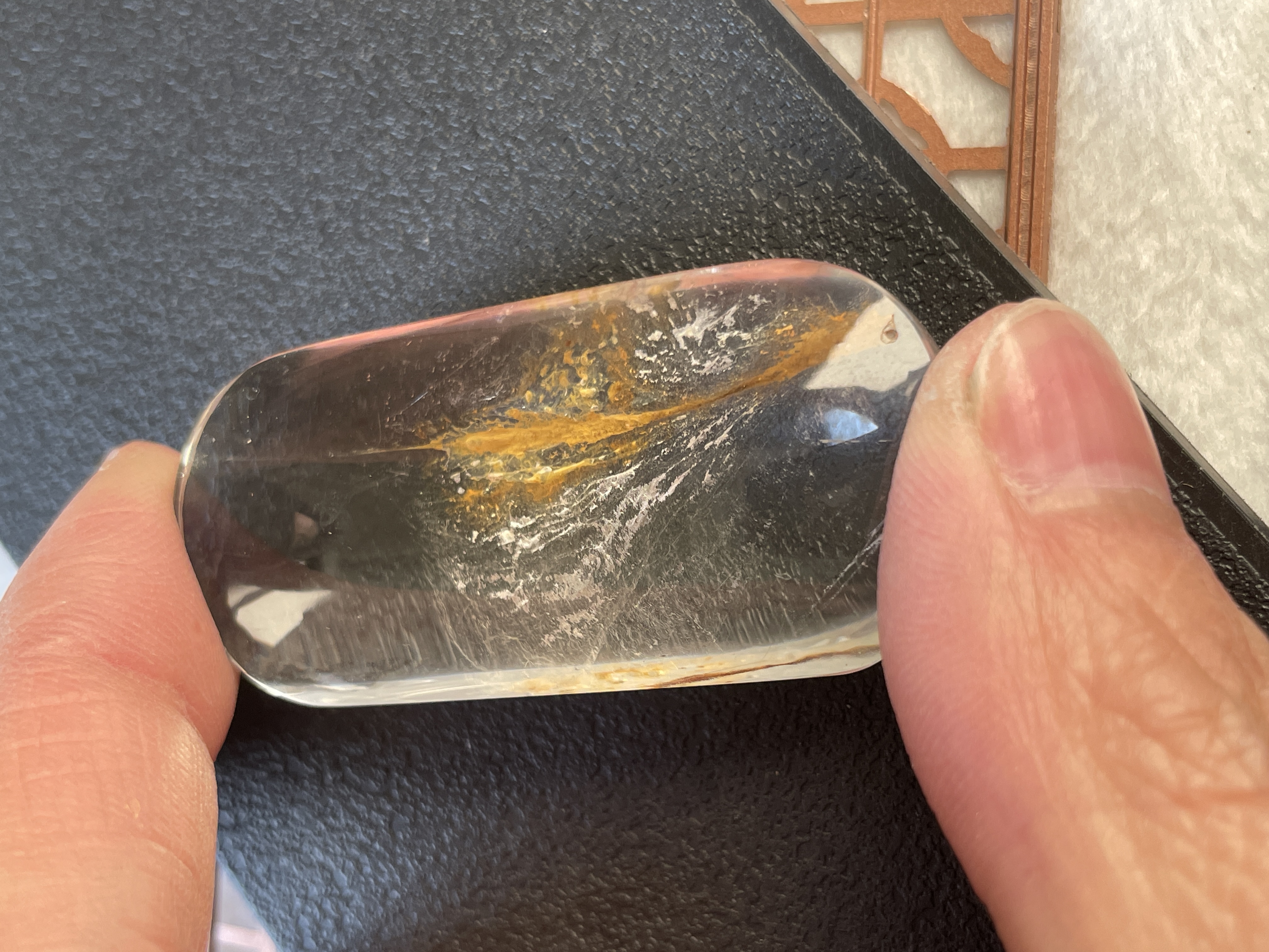 （孤品）天然水晶锦鲤胶花吊坠