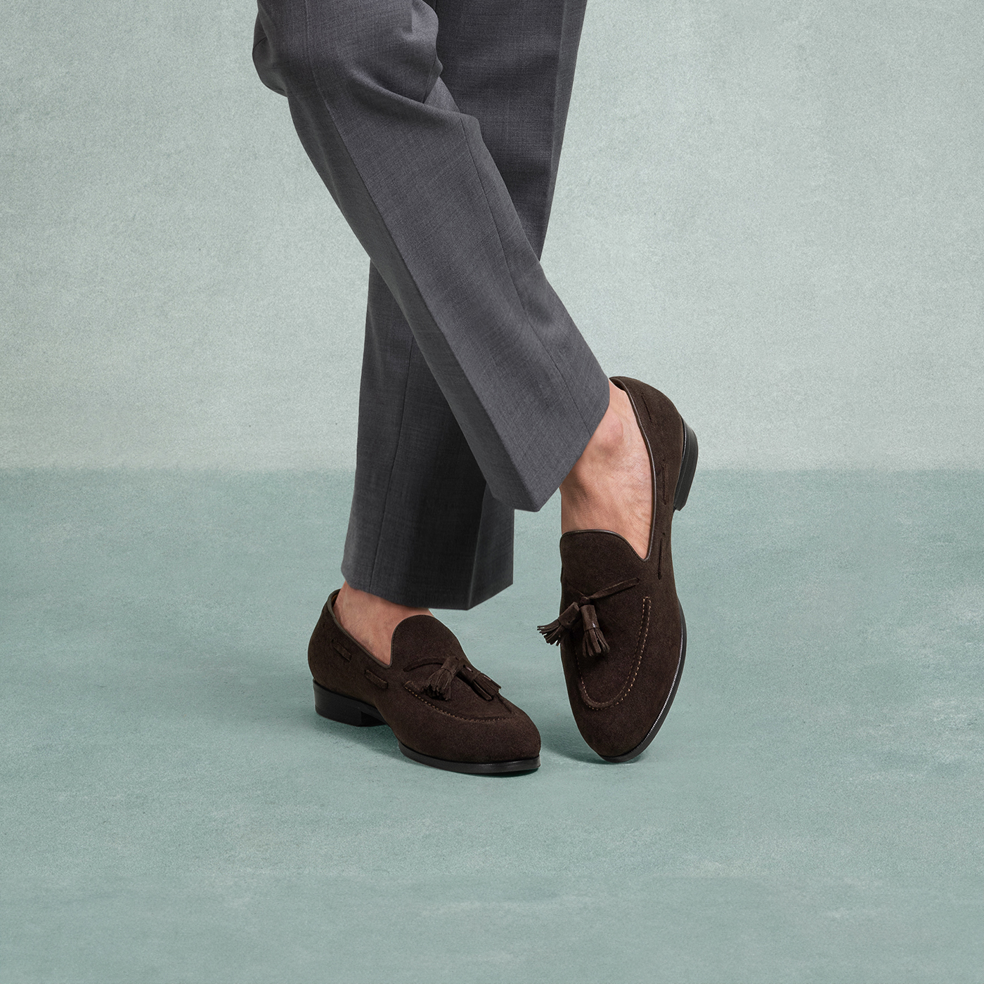 ThomWills流苏乐福鞋男士英伦真皮一脚蹬商务休闲翻毛皮鞋男春季