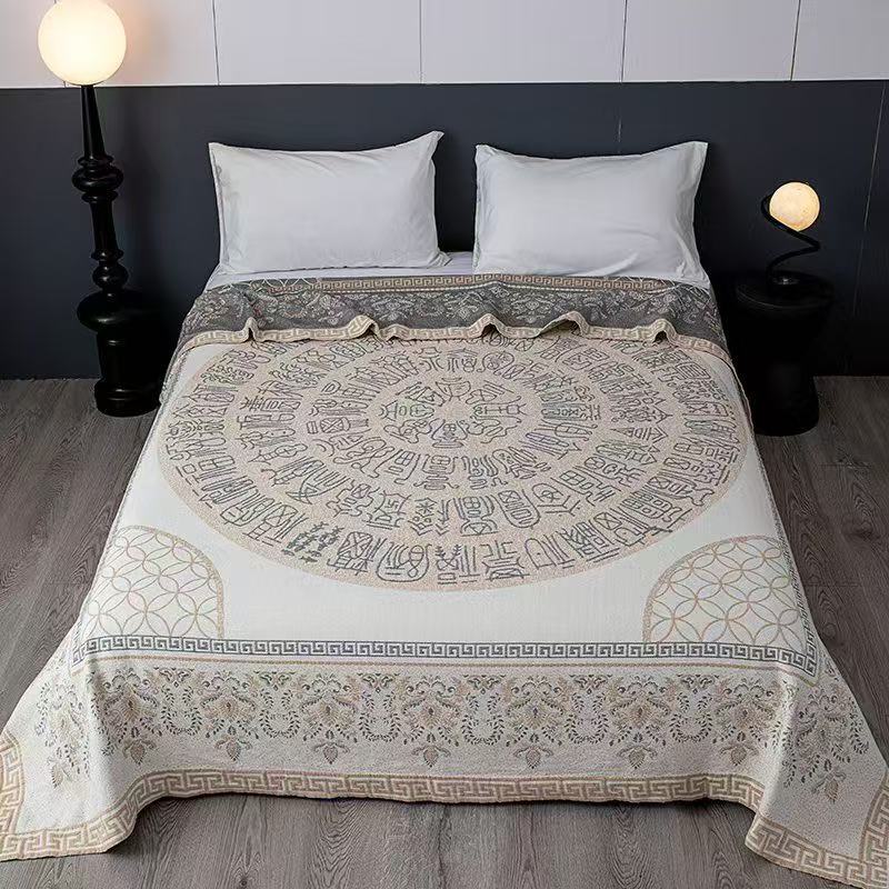 床盖毯【万福安康】2.3x2.5米 高端轻奢双人加大四季多功能盖毯