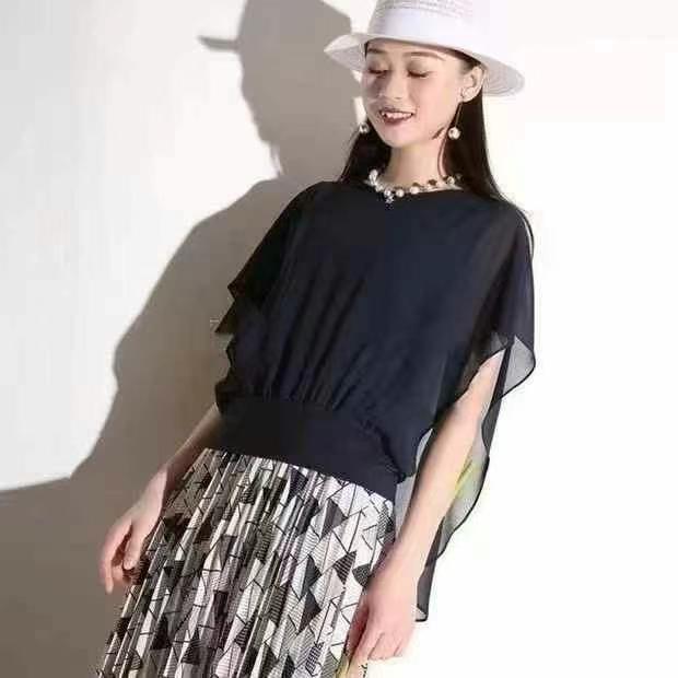 不支持退换/荷叶边极简风蝙蝠袖韩版女半袖1300398