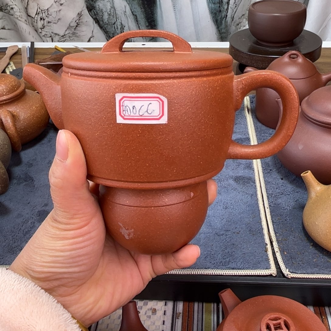 紫砂茶壶汉瓦300cc红降坡
