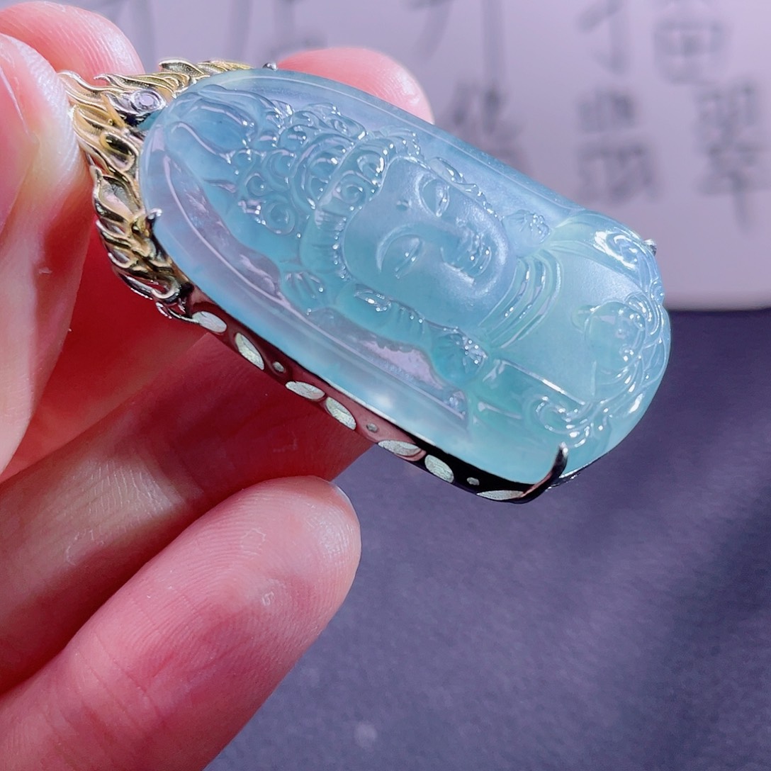 翡翠颈饰银S925镶嵌999999999