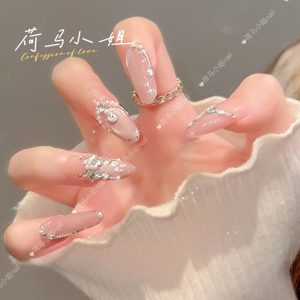 【琉璃蝶梦】手工穿戴甲珍珠蝴蝶猫眼高级质感可拆卸重复佩戴美甲