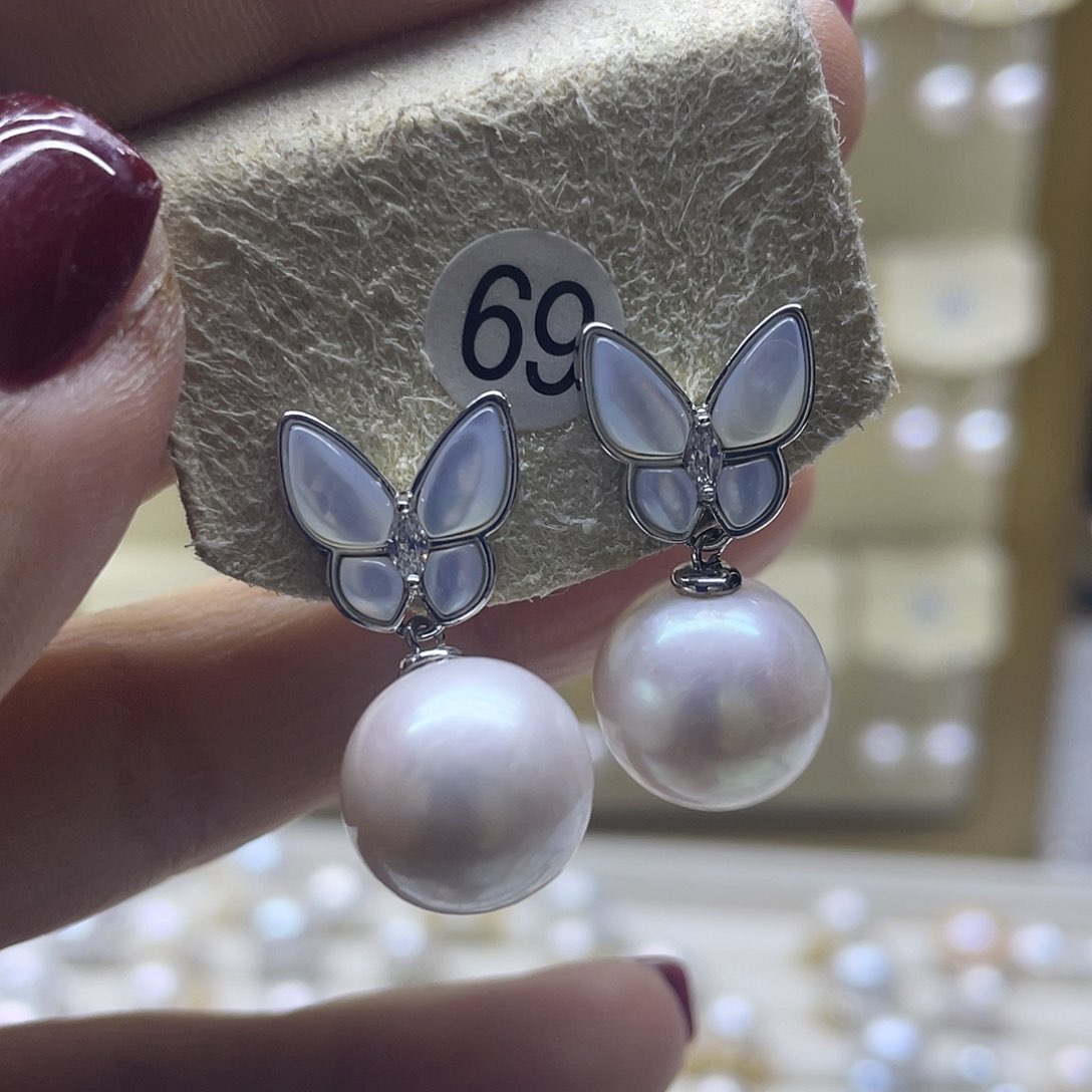 淡水珍珠耳饰银S925镶嵌