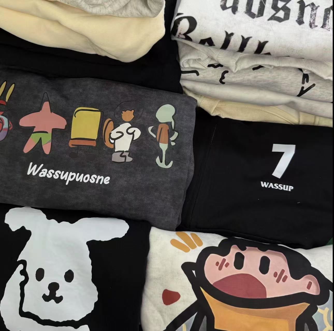 【V51-V99】美式连帽印花宽松卫衣女秋冬季奥粒绒加绒情侣装上衣