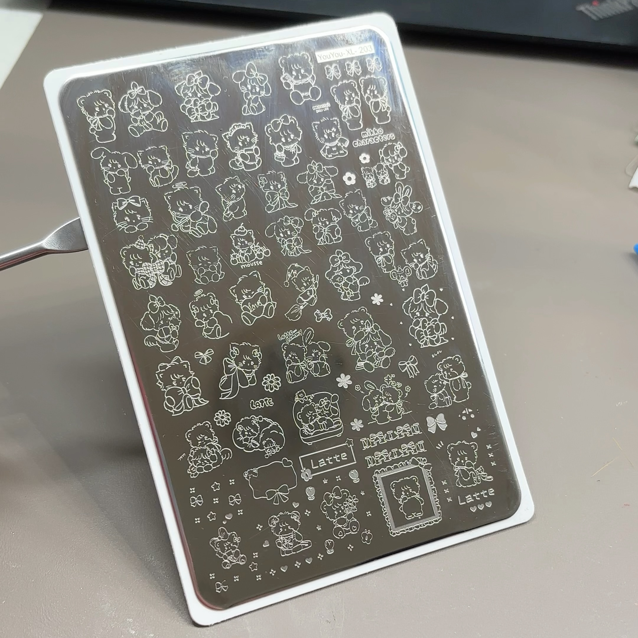 满9.9包邮 203钢板美甲印花钢板爆款熊熊图案指甲转印板美甲工具