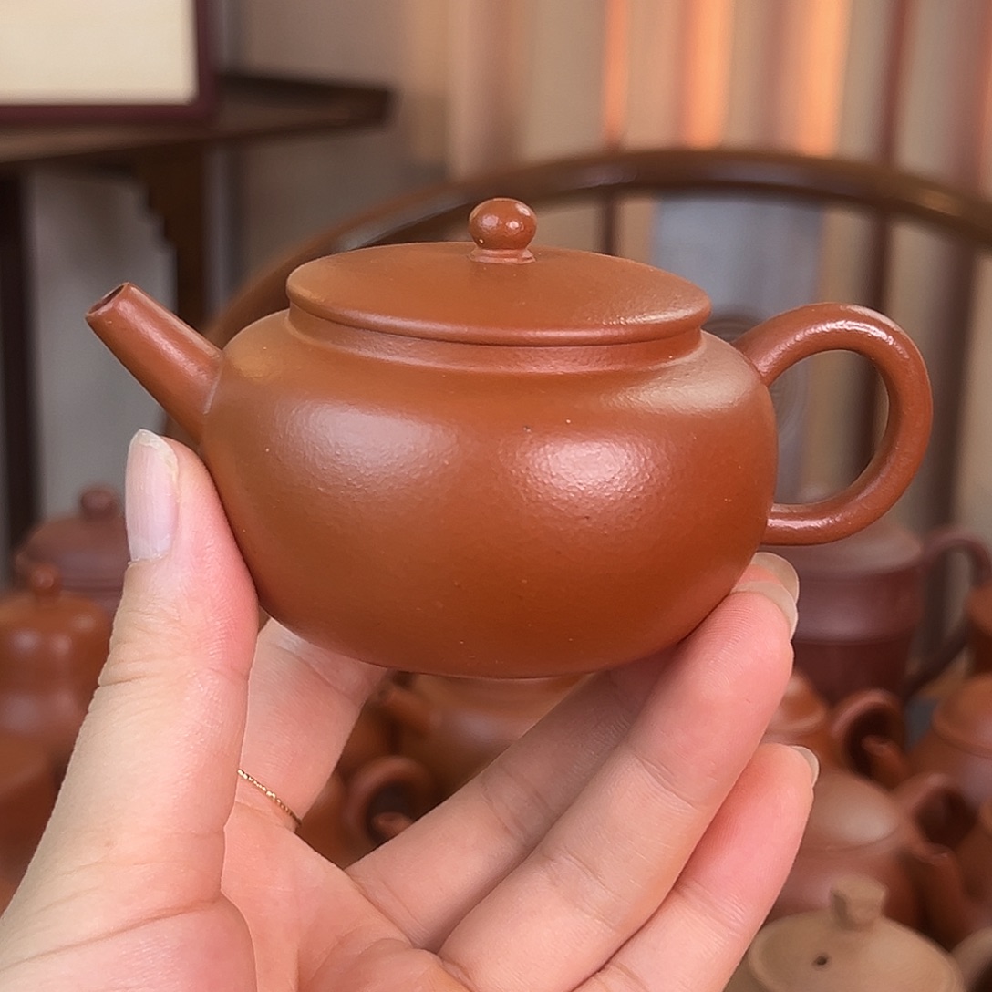 茶壶紫砂精品原矿 平盖莲子 生砂朱泥 120cc
