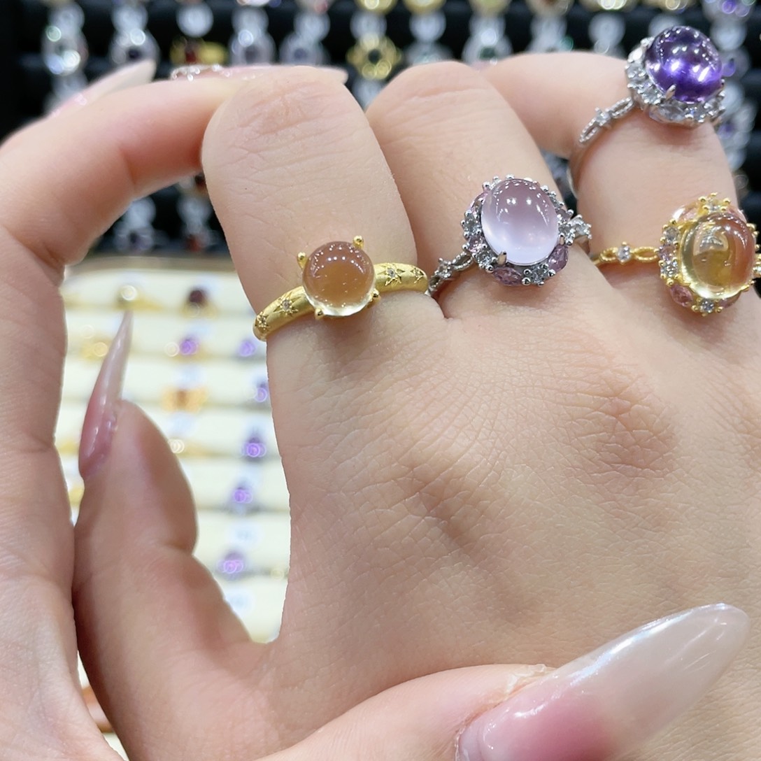 黄晶戒指银S925镶嵌戒指