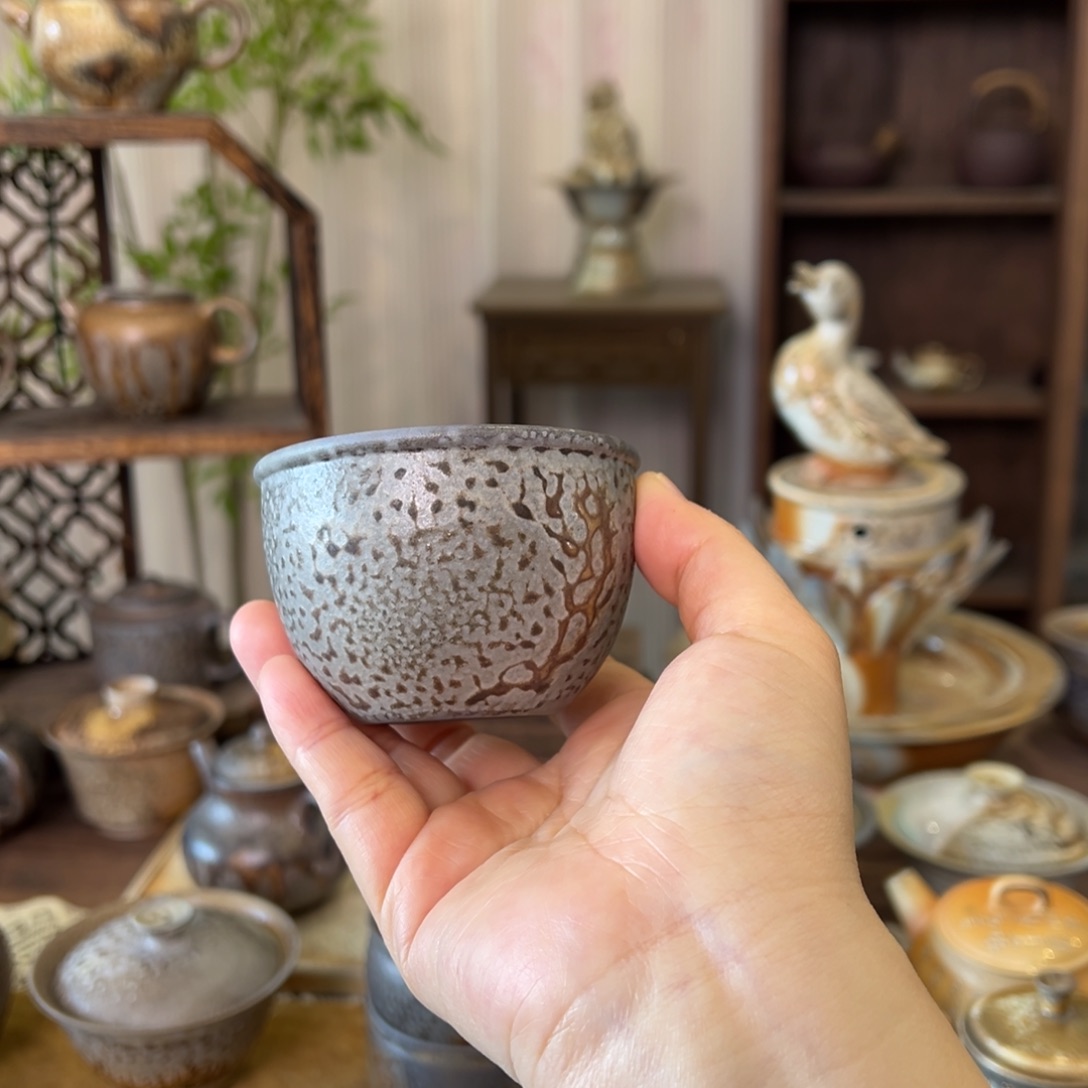 13中白窑藏缸杯柴烧