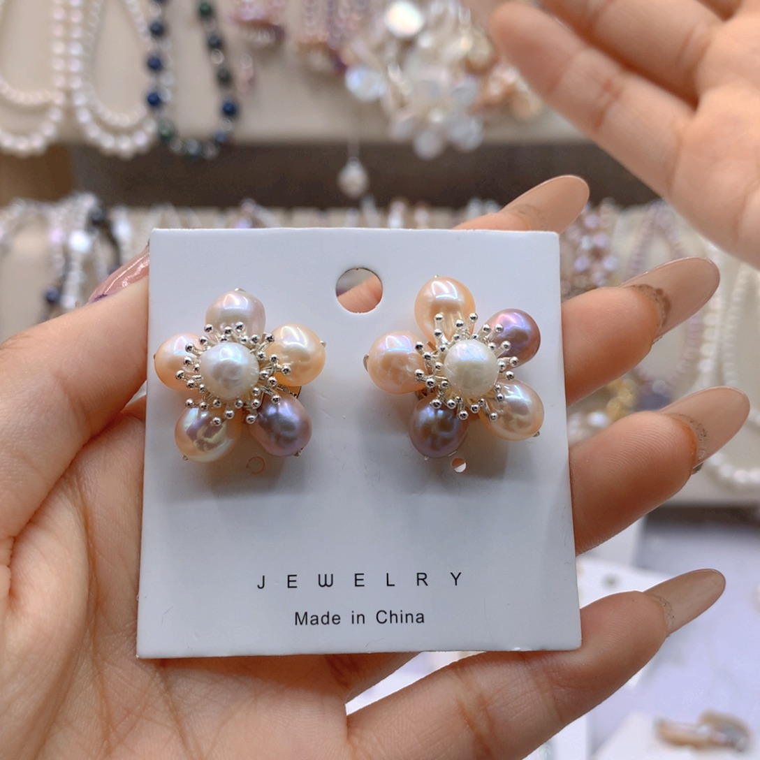 淡水珍珠耳饰银S925镶嵌