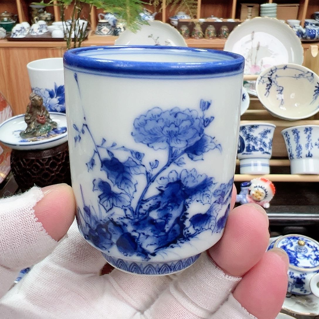 柴窑茶具茶杯桂出造诗文汤吞杯
