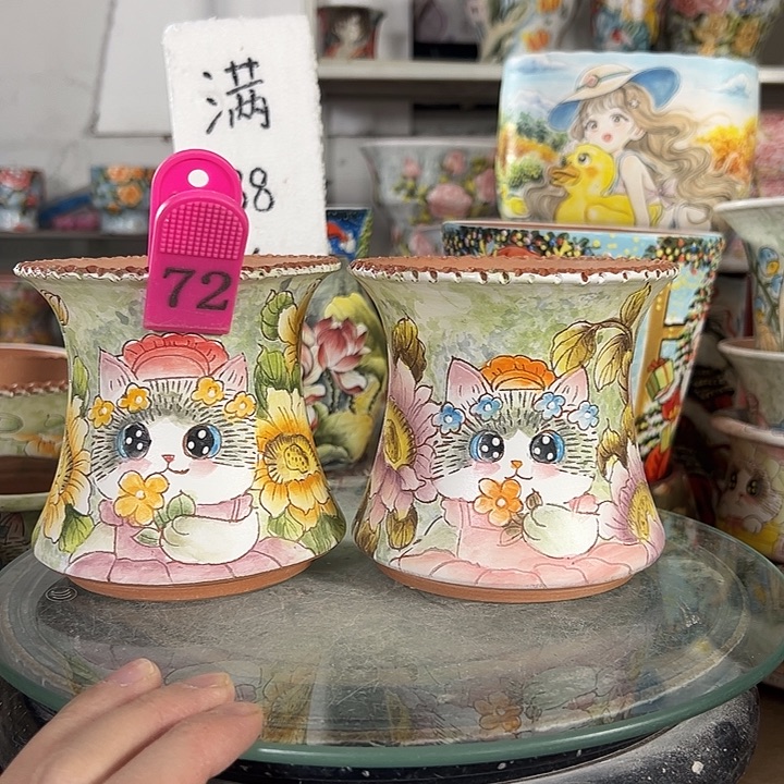 满38包邮 景德镇幸运花盆
