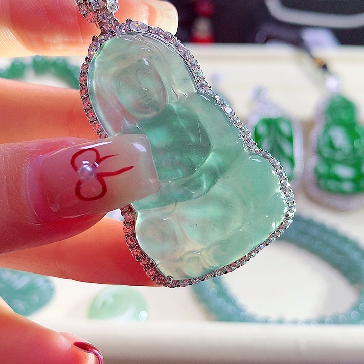 翡翠颈饰银S925镶嵌天然