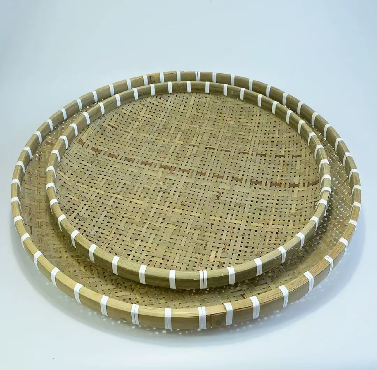 竹编筛子晒筐50+60cm厘米竹青编织