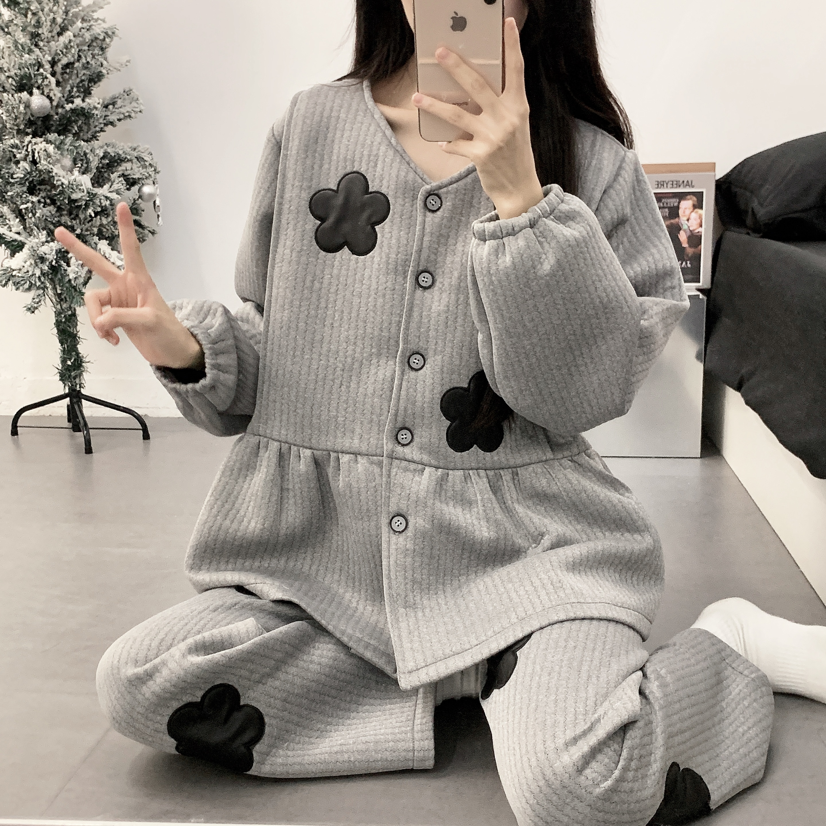 秋冬季月子服加厚大码产妇喂奶产前产后居家外出家居服睡衣