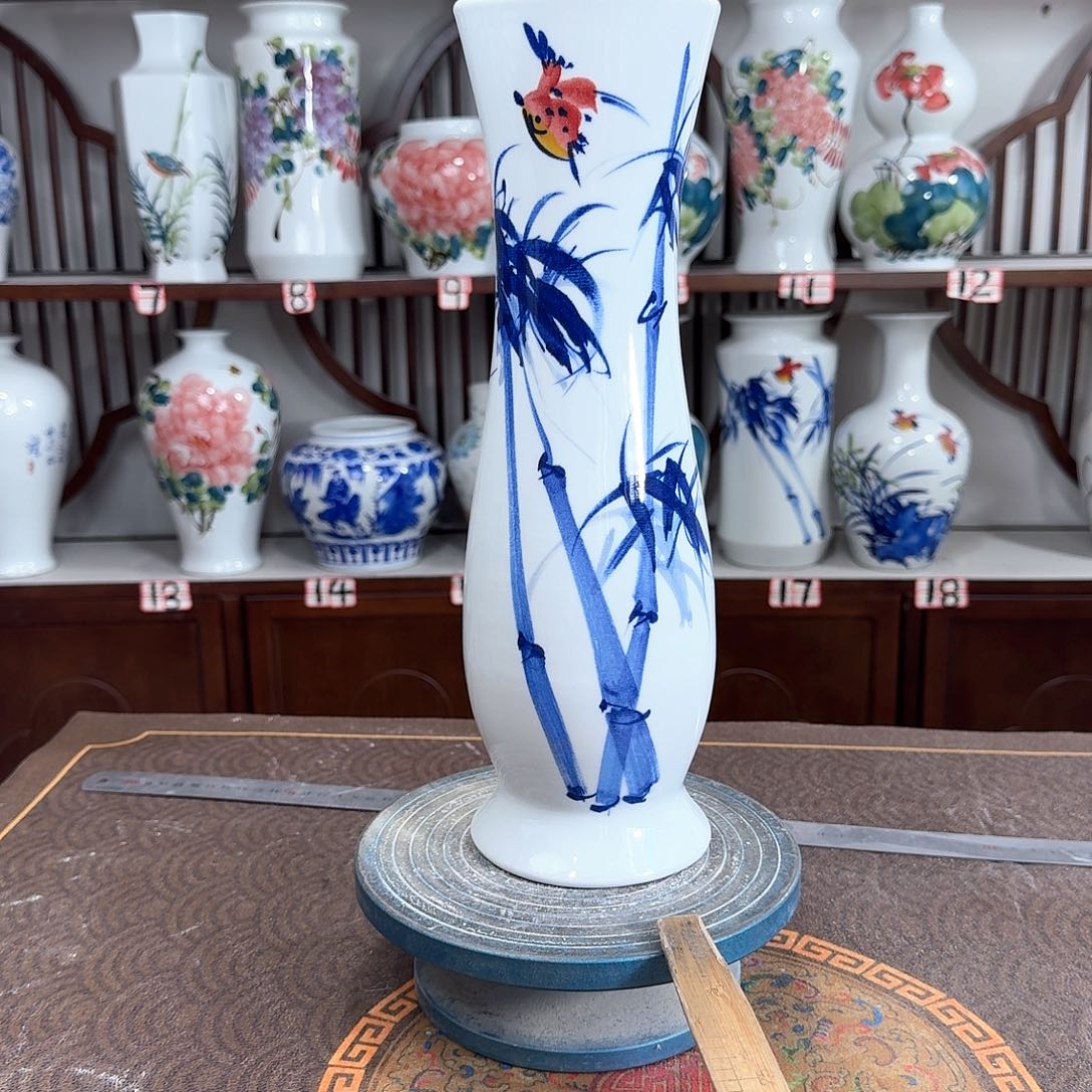 摆件景德镇陶瓷蛮竹鸟