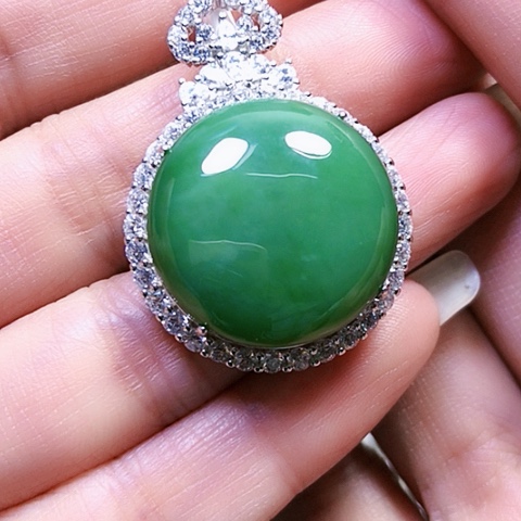 和田玉银S925镶嵌挂件