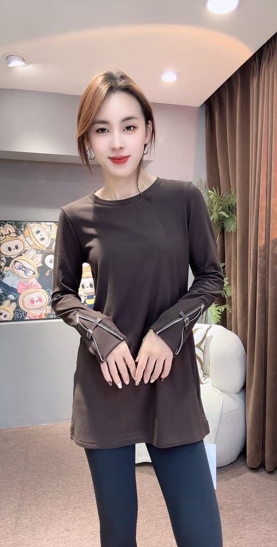 12171新款欧货时尚百搭圆领长袖T恤