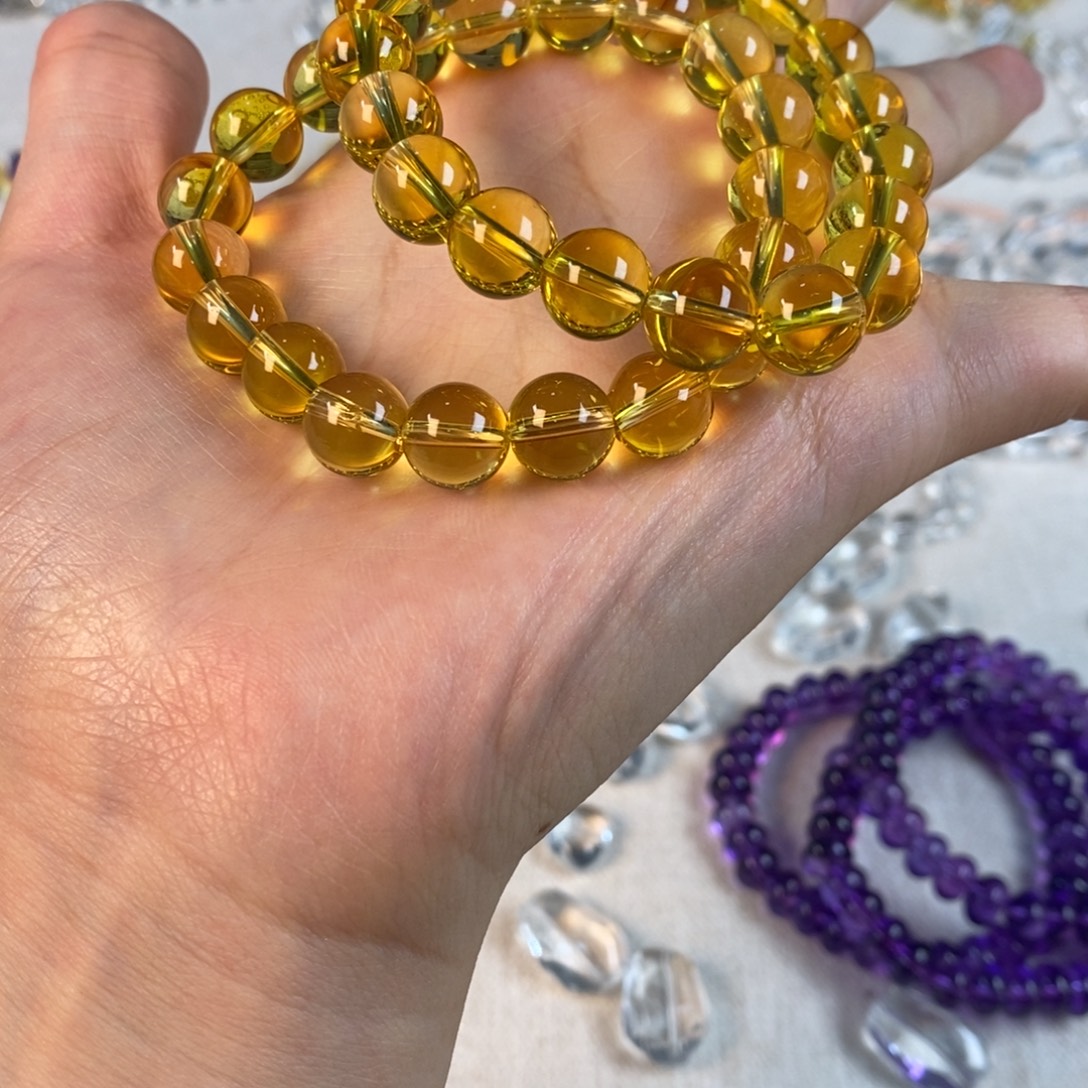 水晶手串未镶嵌手串黄水圆珠10