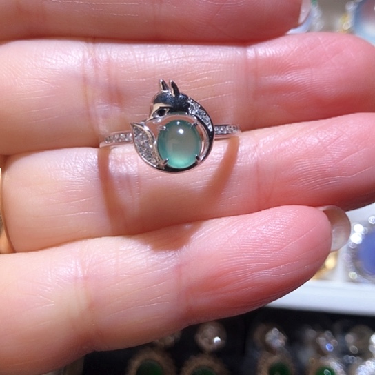 定制翡翠银S925镀金镶嵌缅甸天然翡翠