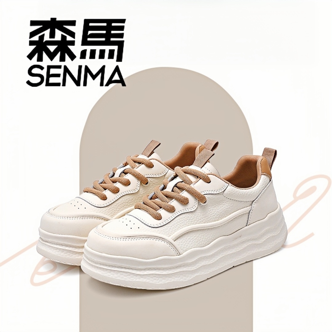 SENMA/森马【迷雾之境】2025秋季百搭增高厚底小白鞋休闲女鞋流光风