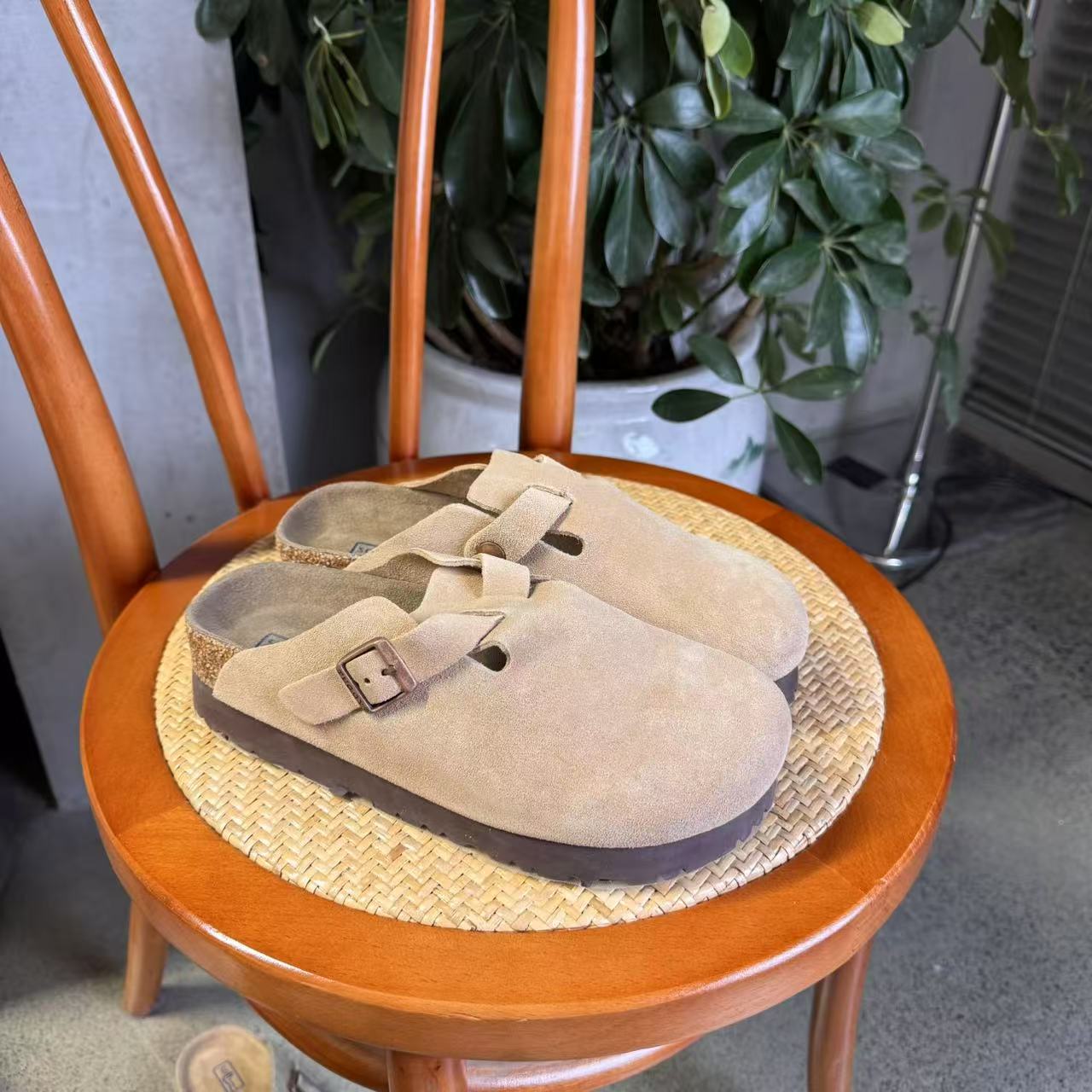 桑坡村真皮勃肯鞋春季新款勃肯单鞋舒适平底软木勃肯厚底勃肯鞋