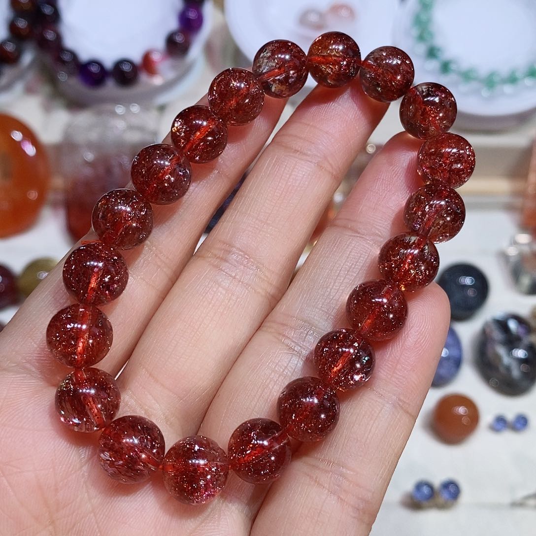 水晶金草莓晶手链未镶嵌荷*