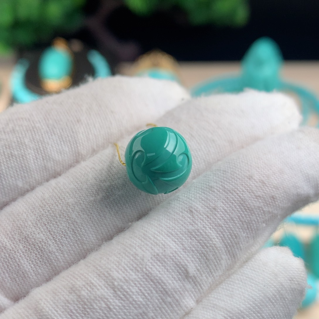 【闪购商品】绿松石博古文圆珠卡11.5未镶嵌