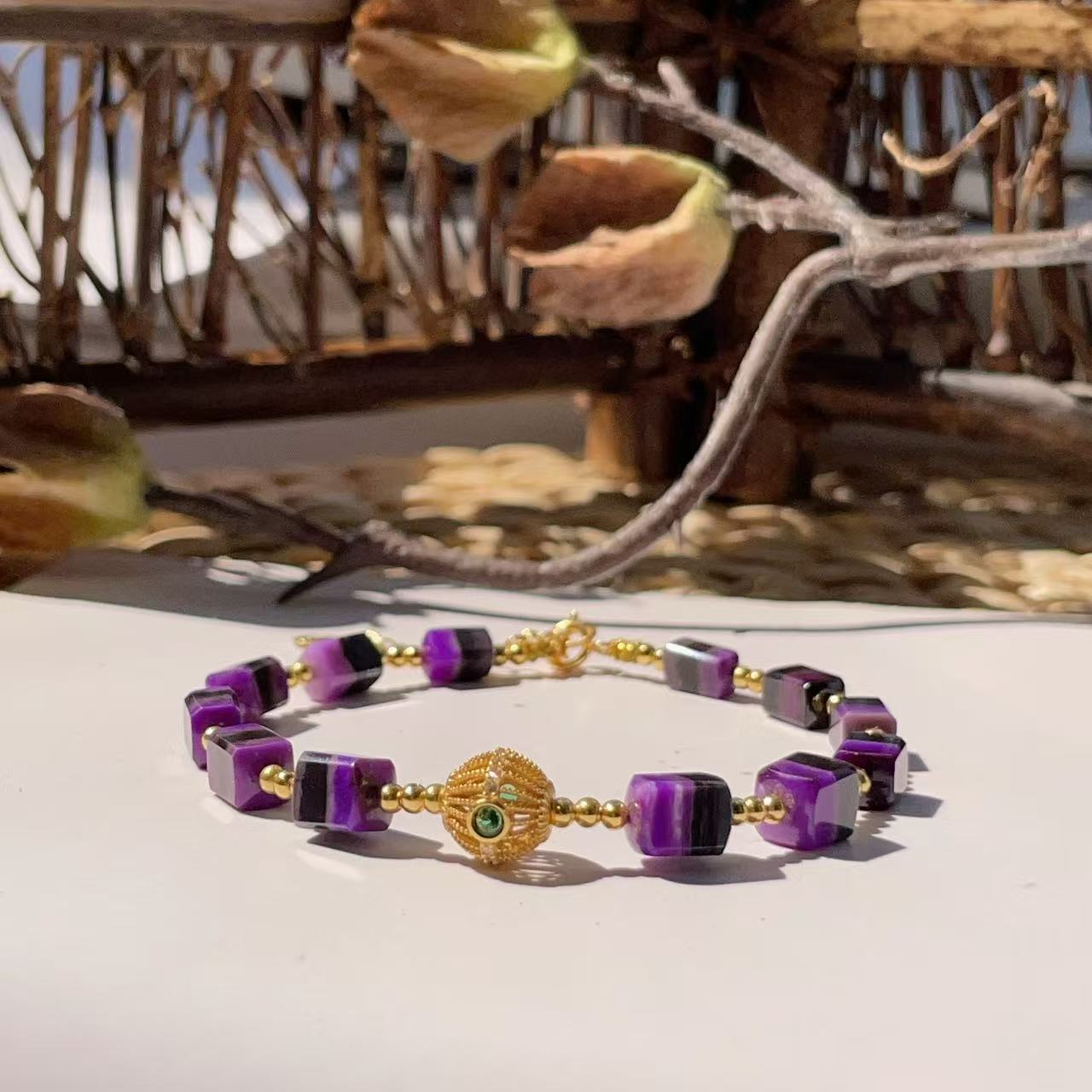 舒俱来夹层皇家紫手链微瑕/3.5-5mm/16cm(水瑶)AZB5984