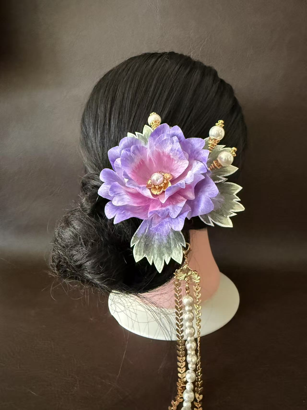 瑞雪【蓝紫色大牡丹】古风重工华丽非遗百搭簪发手工发夹国风