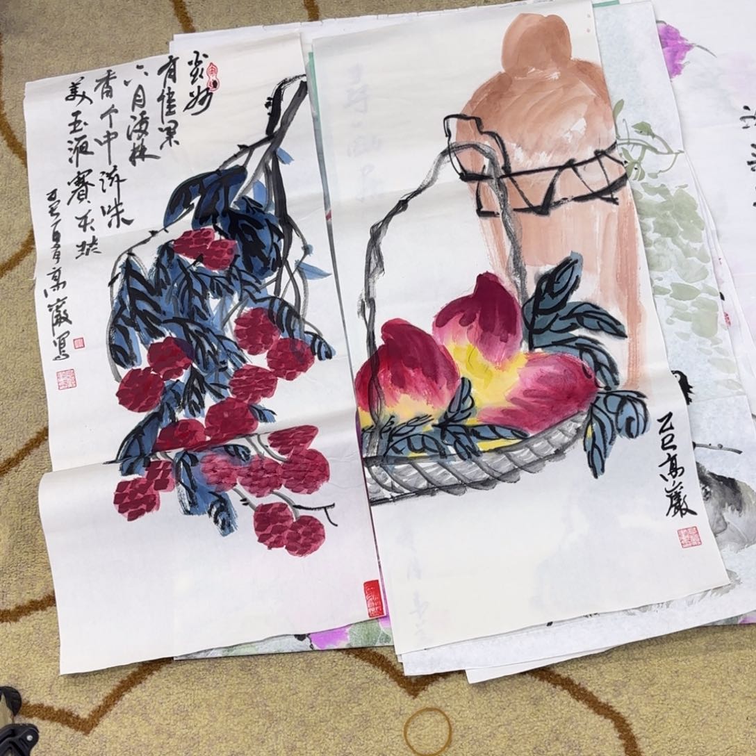 国画高岩四尺四开两张艺