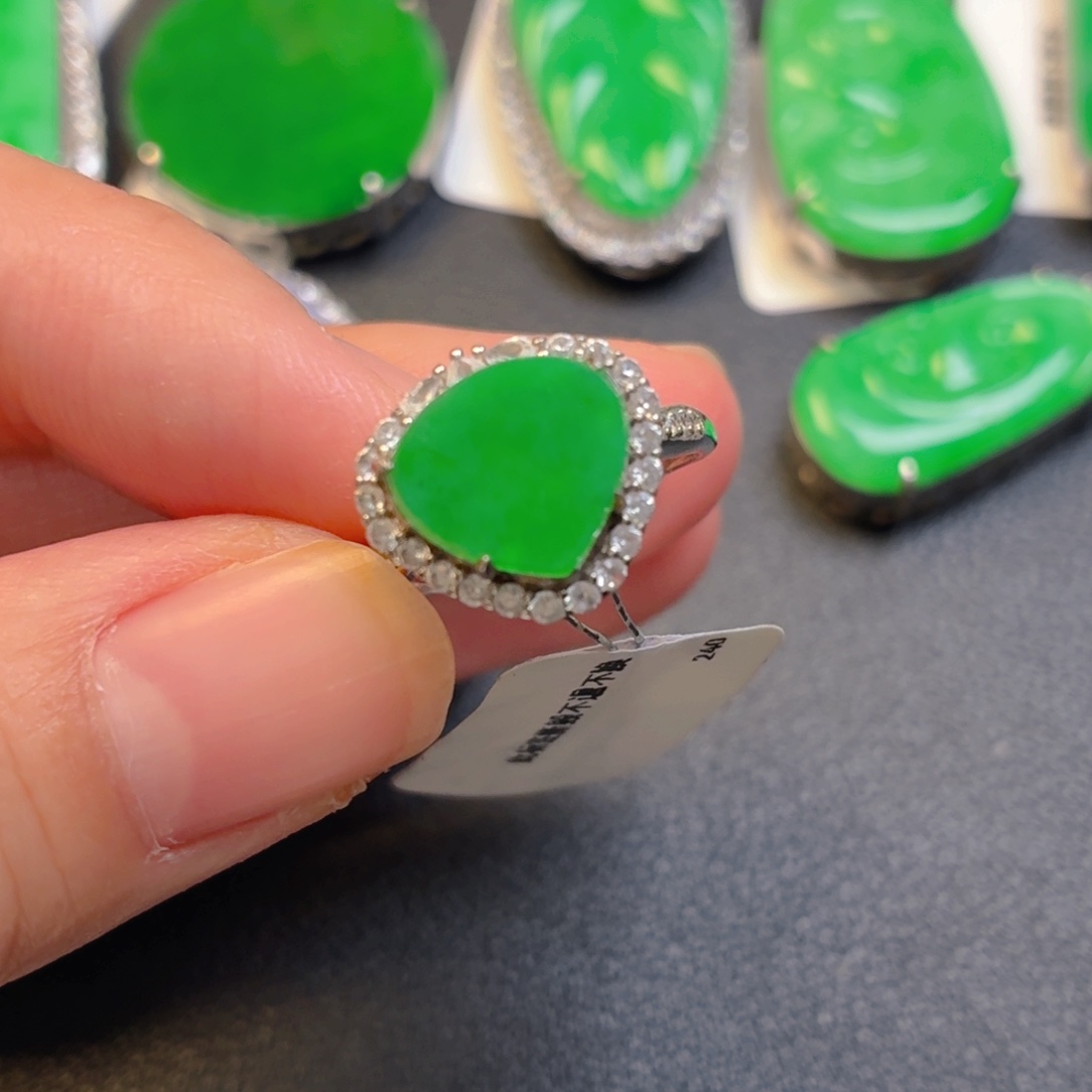 翡翠银S925镶嵌吊坠(不含链)戒指