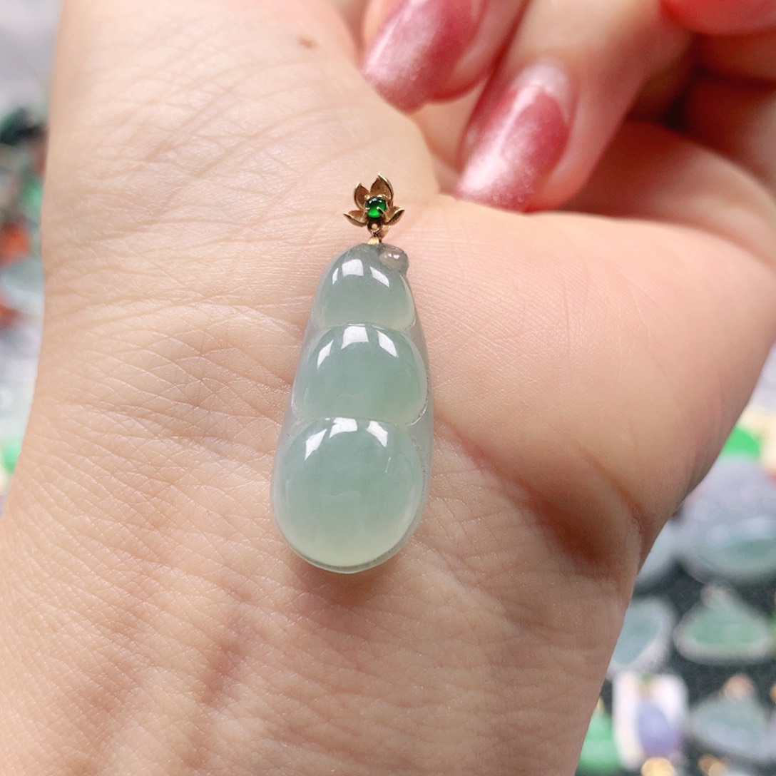 翡翠18K金镶嵌吊坠(不含链)