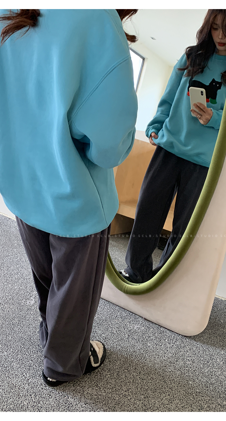 【清苍 】韩系慵懒风加绒加厚高腰直筒休闲裤宽松百搭