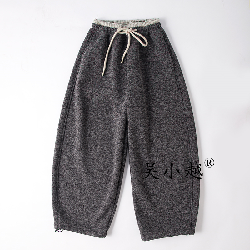 吴小越W1840男童加绒冬款儿童长裤男孩卫裤休闲灰色运动裤